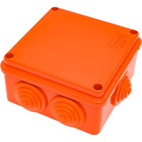 Огнестойкая коробка Экопласт JBS100 E110, о/п 100х100х55, 6 выходов, IP55, 5P, цвет оранжевый 43037HF