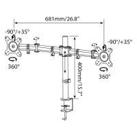 Кронштейн для мониторов CACTUS CS-VM-D29-BK черный, 13"-27" макс. 10 кг, настольный, поворот и наклон 441503
