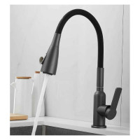 Смеситель для кухни SHEVANIK с гибким изливом, оружейная сталь S843T-3