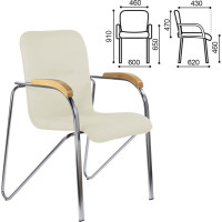 Кресло BRABIX Samba Cf-105 Box-2 хром каркас, накладки бук, кожзам, бежевый 532762