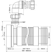 Гофра для унитаза McAlpine с отводом, 1м. MRWC-F33RD