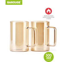 Кружка для воды BAROUGE BJ-704/50 стеклянная, золотисто-бежевая, 2 шт, 300 мл BJ-704 300 мл. 2 шт./кружка