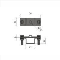 Универсальный держатель на мостовой опоре для прутка D5-8 мм и полосы до 40 мм с 2 пластинами Система КМ AURAFORT ZN MA0308 UDMO2-D5-8-B40 ZN