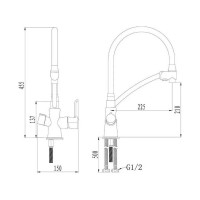 Смеситель для кухни D-Lin с подключением фильтра питьевой воды и гибким изливом, хром D159317