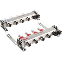 Коллектор из нержавеющей стали ROMMER с расходомерами, с клапаном вып. воздуха и сливом, 4 выхода Rms-1201-000004 RG0091LAMS6RNH
