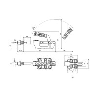 Плунжерный зажим с горизонтальным кронштейном KUKAMET, усилие 450 кг 531-4-Q16