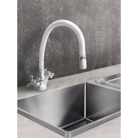 Смеситель для кухни ARCO DA VELLA маховик крест, с гайкой, гибкий излив белый А48(1)07WT 13797