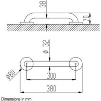 Прямой поручень NOFER 300 мм., матовый 15054.30.S