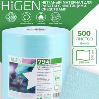 Нетканый протирочный материал Higen S90 turquoise креп., бирюзовый, 300x380мм, 500л.рул 7941