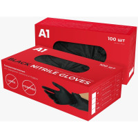 Нитриловые перчатки А1 NITRIL GLOVES черные, размер 2XL, упаковка 90шт A1-Gloves-XXL