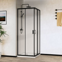 Душевой уголок VINCEA City 900x900, черный, стекло прозрачное VSS-5CT900CLB