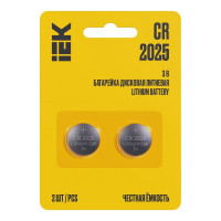 Дисковая литиевая батарейка IEK cr2025 (2шт/блистер) ABT-CR2025-OP-L02