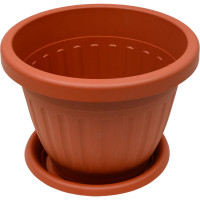 Кашпо ООО КЗНМ сильвер эко с блюдцем d 20, объём 2,6л терракот 1104770