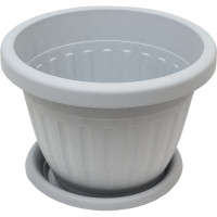 Кашпо ООО КЗНМ сильвер эко с блюдцем d 42, объём 24,6 л, меланж (серый мрамор) 1104828