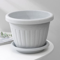 Кашпо ООО КЗНМ сильвер эко с блюдцем d 23, объём 4л меланж (серый мрамор) 1104772