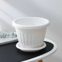 Кашпо ООО КЗНМ сильвер эко с блюдцем d 28, объём 7,2л белый 530899