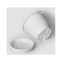 Кашпо ООО КЗНМ сильвер эко с блюдцем d 33, объём 11,9л белый 530901