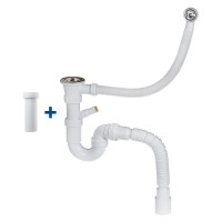 Сифон для кухонной мойки MasterProf 2 в 1, 1.1/2"х40, для раковины на кухню, с гибким соединением 40х40/50 ИС.110682