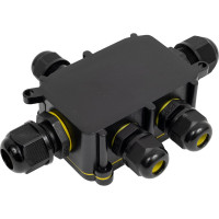 Распределительная коробка STEKKER ld525 водонепроницаемая на 5 выходов, 450v, 140x100x36, черный 49189