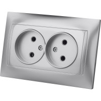 Розетка TDM ELECTRIC двойная 2П 10А 250В серебр. металлик "Лама" SQ1815-0224