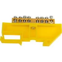 Шина EKF 0 N, 6х9мм, 8 отверстий, латунь, желтый изолятор, на DIN-рейку, PROxima sn0-63-08-dz-r