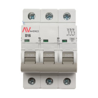 Автоматический выключатель EKF AV-10, 3P, 16A, 10kA, AVERES mcb10-3-16D-av