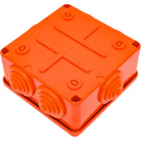 Огнестойкая коробка Экопласт JBS100 E110, о/п 100х100х55, 6 выходов, IP55, 5P, цвет оранжевый 43037HF