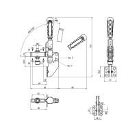 Прижим механический с угловым основанием KUKAMET, усилие 140 кг 213-2