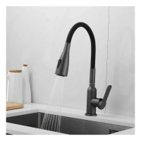 Смеситель для кухни SHEVANIK с гибким изливом, оружейная сталь S843T-3