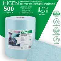 Нетканый протирочный материал Higen S90 turquoise креп., бирюзовый, 300x380мм, 500л.рул 7941