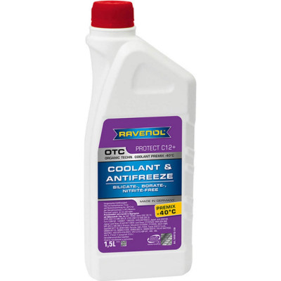 Антифриз RAVENOL OTC Organic Techn.Coolant Premix -40C готовый к применению, лила, 1.5 л 1410112-150-01-999