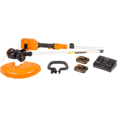 WORX Триммер аккумуляторный 40В, 33см, 2Ач х2, двойное ЗУ, коробка WG183E