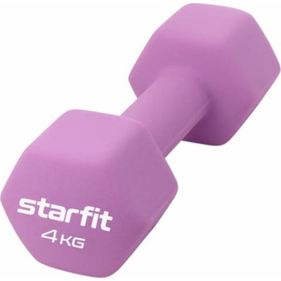 STARFIT Гантель неопреновая DB-201 4 кг, фиолетовый пастель. ЦБ-00001430