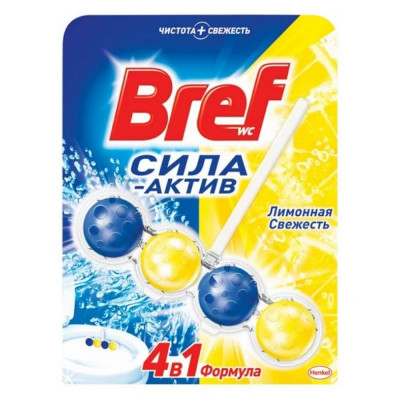 BREF Освежитель WC твердый 50 г Сила-Активлимонная свежесть 2312463 601898