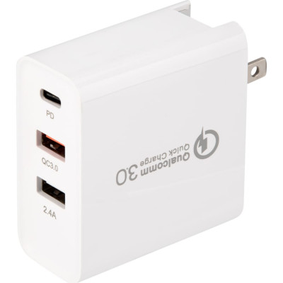 REXANT Сетевое зарядное устройство для iphone/ipad 2xusb+usb type-с, переходник + адаптер, 48w белое 18-2214