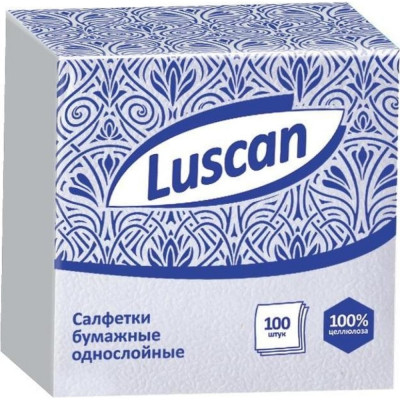 Luscan Салфетки бумажные 1-слойные 24x24 белые 100 шт 476872