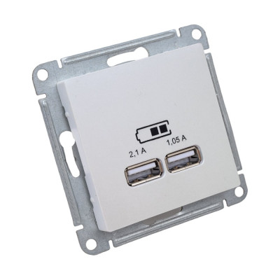 Systeme Electric ( Schneider Electric) AtlasDesign Жемчуг Розетка USB 2-ая, 5В, 2,1 А ATN000433