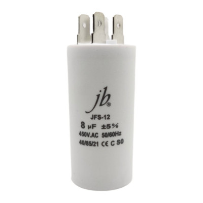 JB Capacitors 8мкФ, 450В, 35x65, JFS-12 (CBB60-A) (клеммы), Конденсатор пусковой JFS12A6805J000000B-98