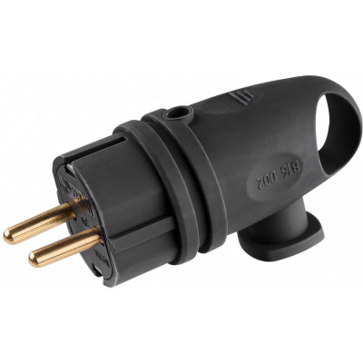 Электрическая вилка ЮПИТЕР угловая с заземлением 16 А 250 В черная JP7602-02