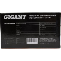 Gigant Набор 6-ти гранных головок с трещеткой 1/4