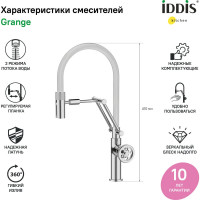 IDDIS Смеситель для кухни с гибким изливом хром Grange GRASBFLi05