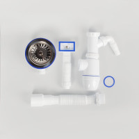 IDDIS Cифон для мойки с выпуском 3 1/2 с переливом и и отводом, kitchen line, , S11UPS0i84