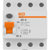 Устройство защитного отключения ВД1-63 4Р 80А 300мА TDM ELECTRIC SQ0203-0046