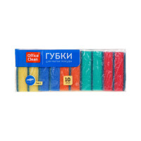Губки для посуды OfficeClean Maxi поролон с абразивным слоем, 9х6.5х2.7 см, 16 уп. по 10 шт 248561