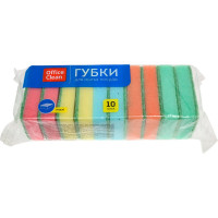 Губки для посуды OfficeClean Maxi поролон с абразивным слоем, 9х6.5х2.7 см, 16 уп. по 10 шт 248561