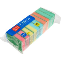 Губки для посуды OfficeClean Maxi поролон с абразивным слоем, 9х6.5х2.7 см, 16 уп. по 10 шт 248561