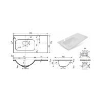 Раковина из литьевого мрамора Taliente Barselona, 90 см, правое исполнение ФР-00003478