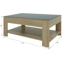 Журнальный стол Мебелик BeautyStyle 26 сонома/ стекло черное 1721 271