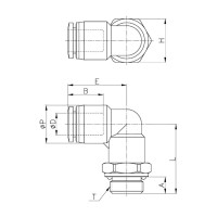 Фитинг L-образный 6 мм с наружной металлической резьбой M12 CDC Pneumatics PL 06M12
