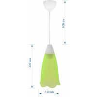 Светильник Apeyron декор, подвесной, Брауэр, пластик, 1хЕ27 15Вт, 220В, салатовый, шнур бел/ 16-22
